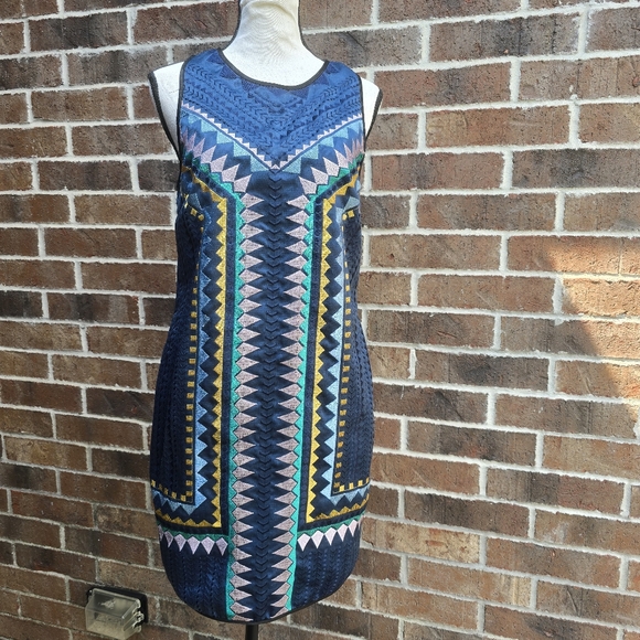 Navy Embroidered Greylin Dress - Picture 1 of 9